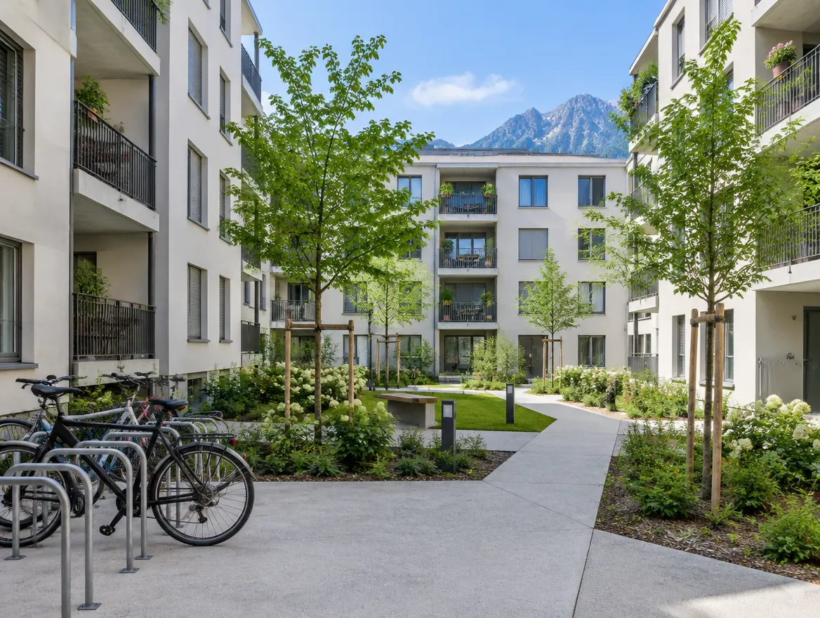 Cour interieure d'un immeuble d'habitation