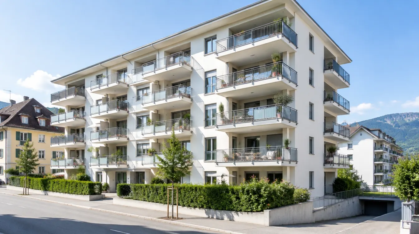Immeuble d'habitation de cinq etages avec balcons